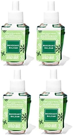 Bath and Body Works 4 Pack Mahogany Balsam Wallflowers Fragrance Refill 0.8 Oz.