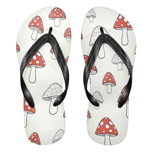 Burbuja Mushrooms Flip Flops for Women Men, Soft Thong Sandals Rubber Slippers for Pool Beach Essentials