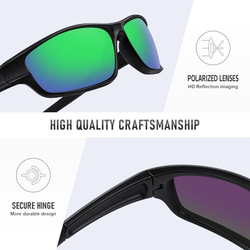 Image of Polarized Sports Sunglasses for Men Women Driving Cycling Fishing Wrap Around Sun Glasses UV400 Protection