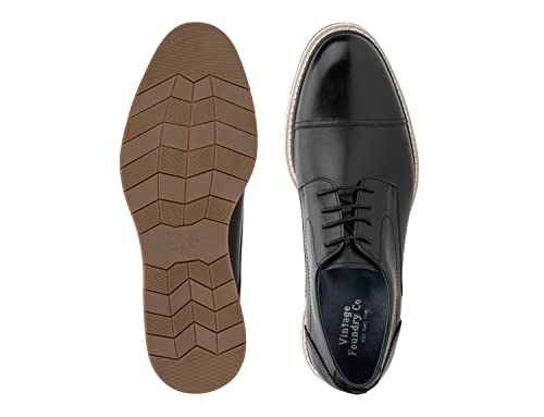 Vintage Foundry Co. Harris Men's Captoe Oxford Shoes, Leather Lace Up, Cap Toe, Rubber Outsole; Size 11 Black/Oil #TOP4
