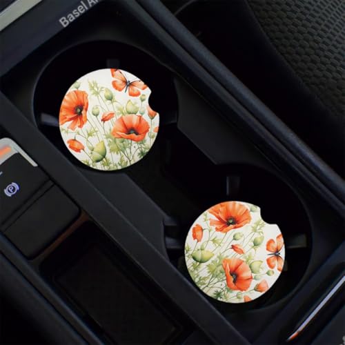 Portavasos cerámico universal para auto, 2 piezas miniatura 6
