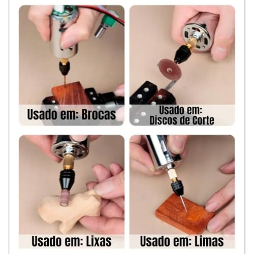 Kit 2 Mini Mandril Adaptador Eixo 3.17mm Pinça Aperto Rápido Micro Retífica Micro Motor Broca 0,3 A