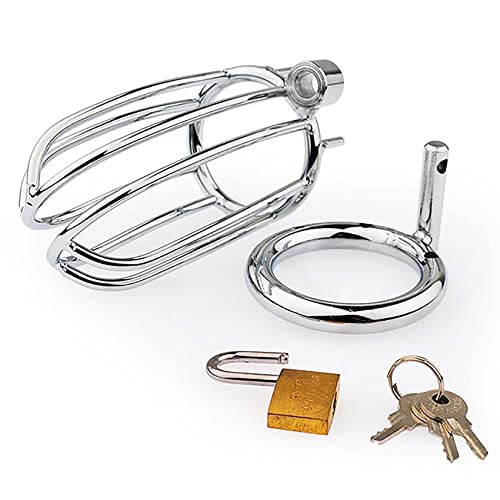 Yemax 貞操体 男性 貞操具 金属 貞操帯 メンズ 鍵付き バナナ型ペニス貞操具 ていそうたい男性器 拘束具 アダルトグッズ 男性用貞操帯 貞操ロック 貞操たい 貞操ケージ 45mm - 画像3