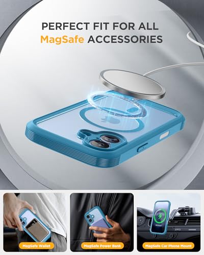 Image of Miracase for iPhone 17 Case 6.3'', Full-Body Military Grade Drop Protection Outdoor Phone case with Built-in Glass Screen &Camera Control,Easy Installation,No Gap,Compatible with MagSafe,Blue