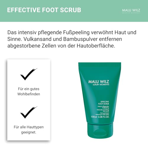 Malu Wilz Effective Foot Scrub Fußpeeling 100ml I Intensive Fußpflege, die Haut & Sinne verwöhnt I Vulkansand & Bambuspulver pflegen Füße geschmeidig-zart