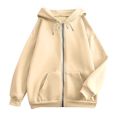 Zip Up Hoodie Women Casual Oversized Sweatshirts - Fall Fashion Fleece Lined Jacket - Thick Warm Coat Winter Clothing