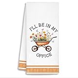 RTXLEZM Gardening Gifts for Plant Lovers,Gardening Gifts for Women Dish Tea Towels for Kitchen,Gardner Kitchen Towel, Farmhouse I'll Be in My Office Floral Hand Towels for Bathroom Decor,16x24 Inch