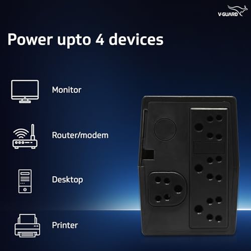 V-Guard Sesto 600 UPS for Power Backup & Protection | Capacity 600VA/300W | Working Range 140-300 VAC (Black) - Image 4