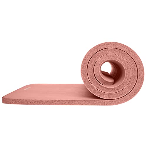 Retrospec Solana Yoga Mat 1" Thick W/Nylon Strap For Men & Women - Non Slip Exercise Mat For Home Yoga, Pilates, Stretching, Floor & Fitness Workouts - Rose #TOP3