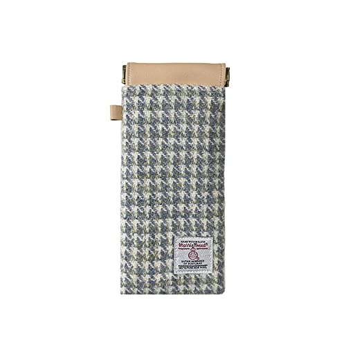 Image of TAILORMAP Harris Tweed Squeeze Leather Sunglasses Pouch Spring Storage Glasses Pouch Holder