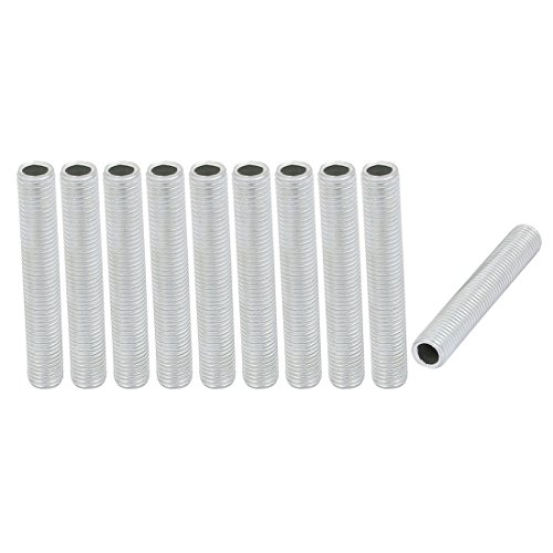 Image of uxcell Lamp Pipe Nipple, M8 Thread 50mm Length Hollow Lamps Repair Part Hardware for Lamp Lights, Zinc Plated Silver Tone, Pack of 10