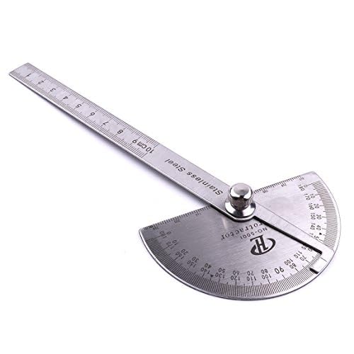 Atoplee Stainless Steel Protractor 0-180deg Round Head Protractor - Angle Finder Craftsman Ruler Machinist Tool Ruler Adjustable Woodworking Angle Measure Tool