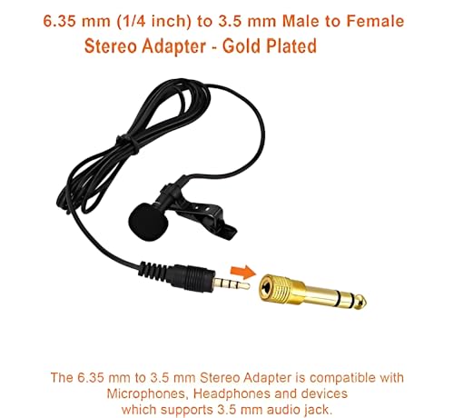 Image of 2 Pieces Stereo Audio Adapter 6.35mm (1 /4 Inch) Male to 3.5mm (1 /8 Inch) Female Headphone Jack Plug - Gold-Plated Pure Copper