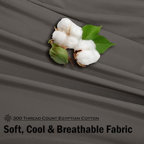 ROYALE LINENS 300 Thread Count 100% Long Staple Combed Cotton Sheet Set - 4 Piece Full Bed Sheets - 1 Fitted, 1 Flat, 2 Pillow Cases -Soft Cool & Crisp Sheet Set (Full, Grey) by ROYALE LINENS - Image 6