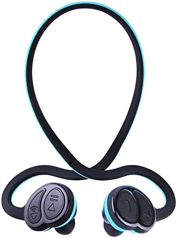 Bvnine Lightweight Flexible Wireless Earhook Headphones Waterproof Sweatproof Sports Bluetooth Headset with Mic (Blue)