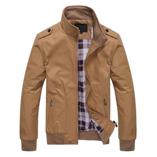 ZACOLLAN Men Jacket Lightweight Breathable Men Sport Long Sleeve Jacket Youth Men Fashion Urban Outdoor Jacket Casual Personality Men Trend Transition Jacket G-Khaki 3XL
