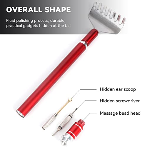 SacJkt Rückenkratzer, Rückenkratzer Ausziehbar aus Edelstahl, Kratzhand Rückenkratzer Ausziehbar von 18cm auf bis zu 51cm für Kopf und Rücken Kratzhand Rückenmassage - Rot - Image 5