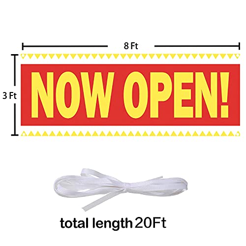 Now Open Sign,Now Open Banner Outdoor Indoor Signs Polyester Now Open Sign Hanging Banner Lawn Sign Liquor Banner For Business, Shop Decoration, 3 X 8 Feet #TOP2