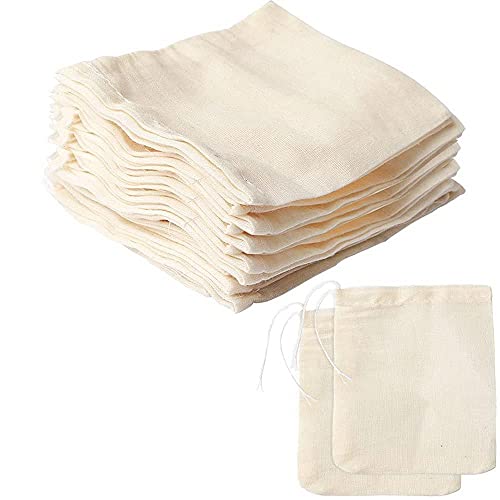 Bolsas de algodón con cordón de almacenamiento, reutilizables, sin blanquear, bolsas de muselina, embalaje de alimentos (10 x 15 cm, 30 unidades)