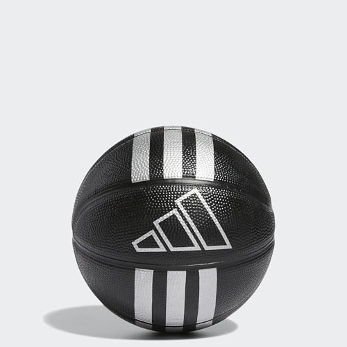 Image of adidas Unisex 3-Stripes Rubber Mini Basketball, Black /Silver Metallic, 3