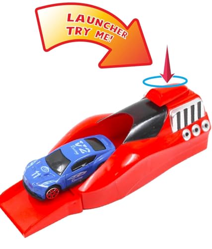 Image of Royals hub Big Size Rapid Launcher High Speed Car Set of 4PCS Die-Cast Metal Car Set Stunt Car Master Racer with High-Speed Launcher Includes 3 Road Blockers 1 Stopper Birthday Gift for Boys Girls 3+