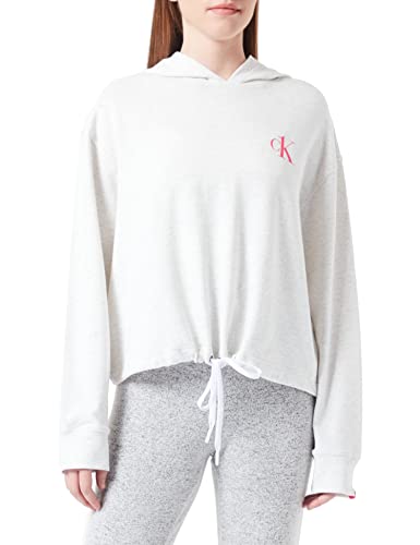 Calvin Klein Damen L/S Hoodie Hemd, Snow Heather_PINK Splendor WSB, L