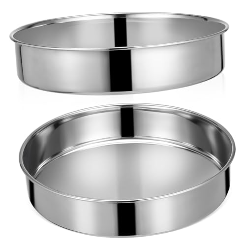 ABOOFAN 2Pcs Round Cake Pan Stainless Steel Dinner Plate Baking Mold Food Plate for High Temperature Baking for Cakes and Pastries Kitchen Supplies