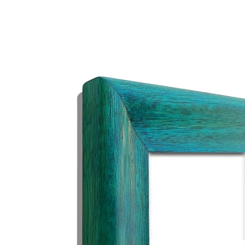 Image of Handcrafted Vintage A4 size Wooden Photo Frame for Artworks, Pictures, Photos, Wall Frame, Home, and Office Decor - A4 Size(21 x 29.7 cm) Display, (Blue Wave, A4)