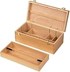 MEEDEN Boîte à outils en bois robuste : Organisateur d'approvisionnement en bois de hêtre - Boîte de rangement grand artiste