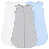 Yoofoss Baby Sleep Sack 3 Pack Baby Sleeping Bag 2-Way Zipper Toddler Wearable Blankets Breathable Lightweight (Medium)