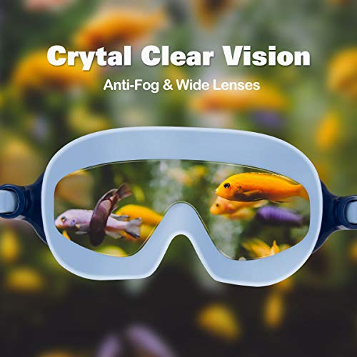 Image of Seago Swim Goggles 2 Pack Anti-Fog Anti-UV Wide View Swimming Goggles for Kids 3-14