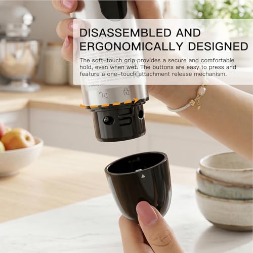 Image of MEGAWISE HB-2062B 5-in-1 Hand Immersion Blender Set, 1000W Powerful Stick Blender with Turbo Mode, Variable Speed Control, Stainless Steel Blade, Includes Whisk, Milk Frother, Chopper Bowl & Beaker