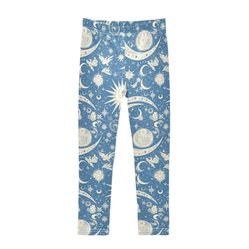 KLL Mandala Moon Sun Zodiac Toddler Girl Cotton Pants Fashion High Waisted Workout Pants Exercise