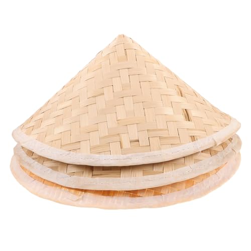 KONTONTY Lot De 3 Chapeaux En Bambou Pour Enfants À Peindre Soi-Même Pour Déguisement Fête Ou Cosplay Chapeaux De Chinois Asiatiques