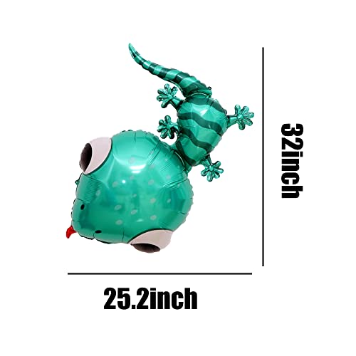 Image of Gecko Balloon Gecko Foil Mylar Balloons for Garden Insect Animals Theme Birthday Party Supplies Decorations 32 inch 5PCS