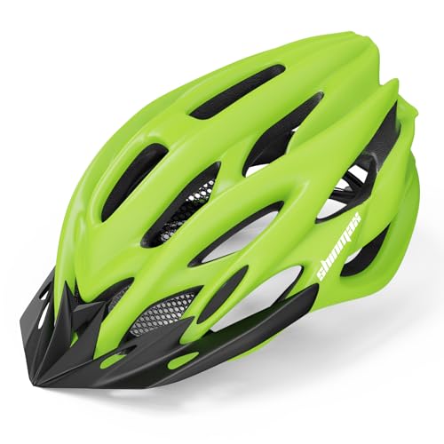 Shinmax Fahrradhelm Herren Damen Fahrradhelm mit Licht Fahrrad Helm mit Visier Helm Fahrrad Superleicht Einstellbare MTB Erwachsenen mit Aufbewahrungstasche (Grün)