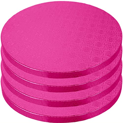 12 Inch Cake Boards - 4 Pack Cake Drums 12 Inch Dia - Disposable Pink Cake Board Circles - Reusable Round Cake Boards - Cake Base Cardboard Cake Rounds - Cake Decorating Supplies & Baking Supplies #TOP20