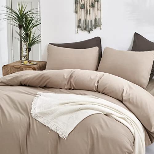 Clothknow Khaki Bedding Comforter Sets Full Taupe Comforter Sets Light Brown Bedding Sets Tan Bed Comforter Sets Soft Lightweight 3Pcs Champange Comforter Sets Full #TOP2
