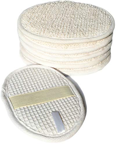 6Pack (Large 6.3x4.3 inches) Exfoliating Face Body Pad (100% Soft Terry Cloth) Cloth Materials Loofah Sponge Scrubber Brush Close Skin for Men and Women When Bath Spa and Shower