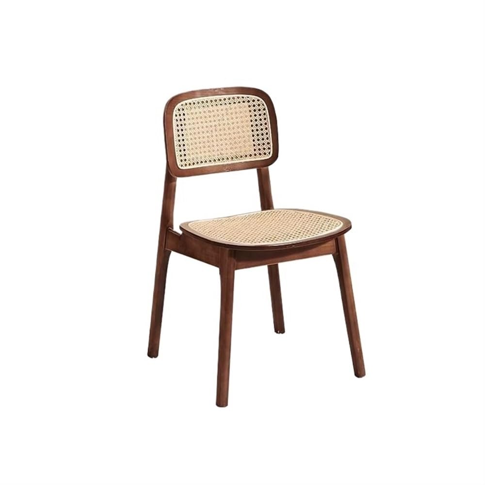Stool, Farmhouse Dining Chair Mid-Century Modern Rattan Retro Weave Side Chairs for Room Kitchen Living(Brown)