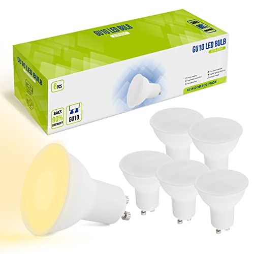 RuLEDne MR16 GU10 LED Bulbs, Warm White 2700K, 50W Halogen Spotlight Equivalent, 5W 380lm Energy Saving Light Bulbs, 120° Wide Beam, AC 220-240V, Non Dimmable, 6er Pack Cover