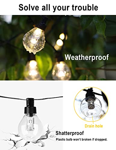 Solar Outdoor String Lights With Dimmer, Tunable White 2700K-6500K, 49Ft App Control 25 Waterproof Shatterproof G40 Led Globe Bulbs, Music Patio Hanging Lights With Timer For Outside Indoor #TOP4