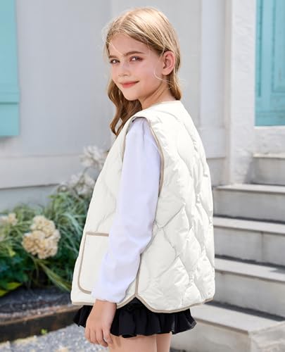 Balabala Kids Heated Vest Girls Puffer Vest Wind Proof Sleeveless Outwear Vest Warm Lightweight Winter Coat with Pocket3