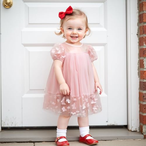Toddler Kid Girl Princess Dress Puff Sleeve Embroidery Strawberry Tulle A-line Dress with Headband Summer Outfit3