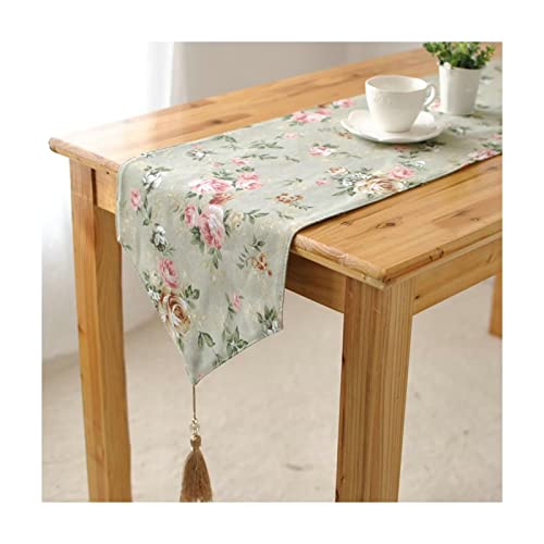Chemin de table en coton fleurs et feuilles pour repas de jardin