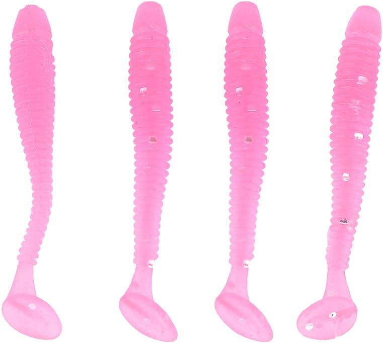 Soft Plastic Fishing Lures, 50PCS 5cm T Tail Grub Swimbaits Kit for Freshwater Saltwater Fishing