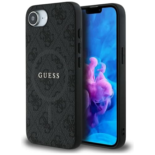 CG MOBILE Guess 4G Ring Classic Logo Compatible avec MagSafe Coque pour iPhone 16e (Noir)