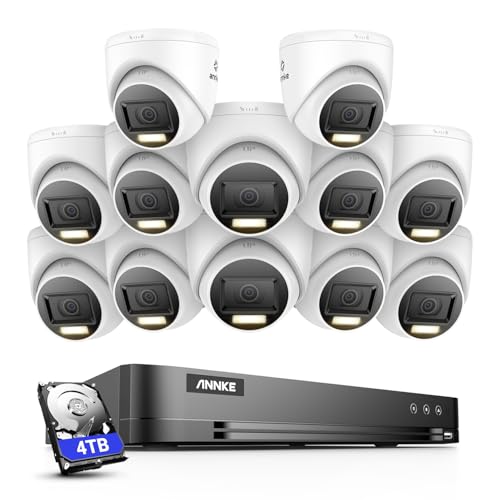 ANNKE 8MP CCTV Camera Systems, 16 Channel H.265+ DVR, 4K CCTV System with 4TB Security Hard Drive, 12 × 8MP Security Turret Camera Outdoor, Smart Human/Vehicle Detection, Night Vision