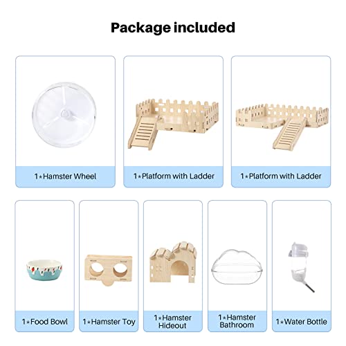 BUCATSTATE Hamster Cage Includes Free Water Bottle, Exercise Wheel, Food Dish & Hamster Hideout Large Rat Cage and Habitats for Gerbil, Mice, Syrian Dwarf Hamster, Bird (24.4\" L * 13.8\" W * 16.9\" H)