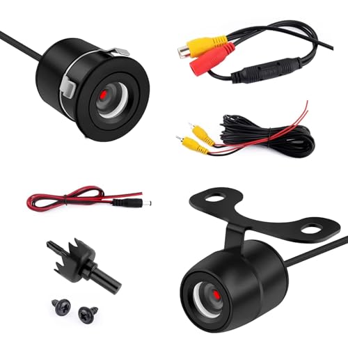 Image of Downhill Car Reversing Camera, IP68 Waterproof HD Night Vision CCD Rear View Camera with Bracket Wire Harness, 170 Degree Wide-Angle Dynamic Path Guide Line Camera, Universal for Most Cars (Black)